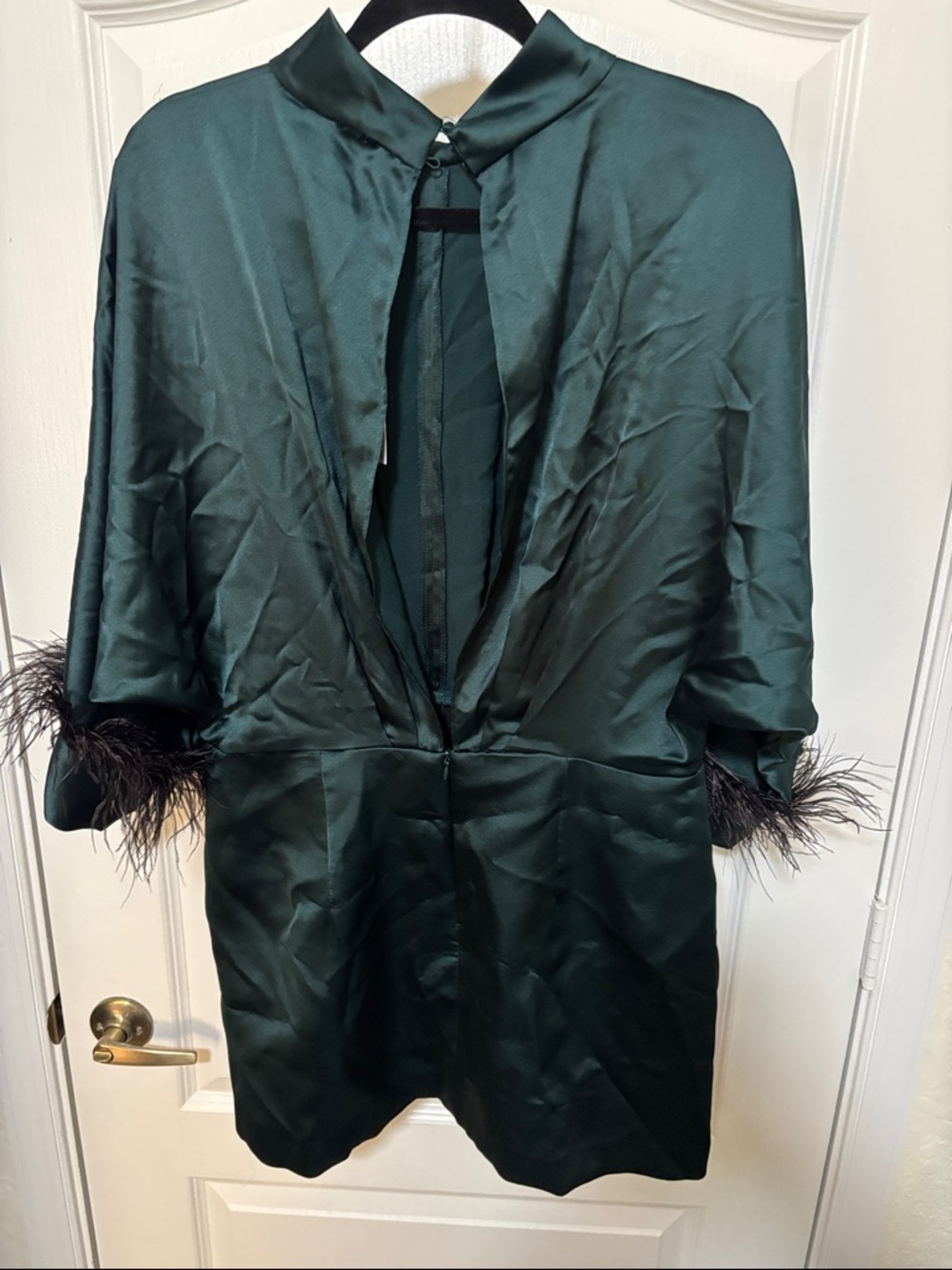ZARA Short Satin Feather Dress - Picture 5 of 12